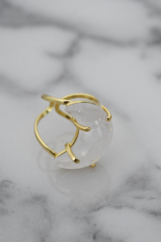 Anillo Cuarzo Rosa Luna - Oro