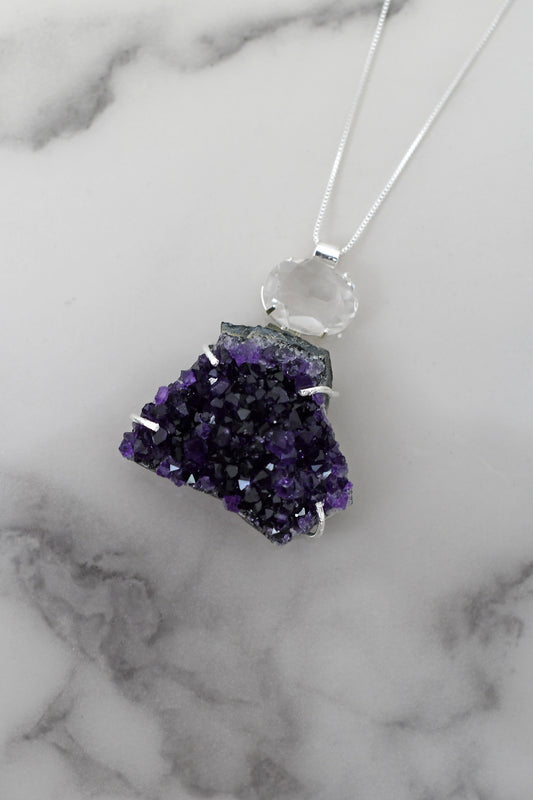 Colgante Piedras Mixtas Doble - Plata