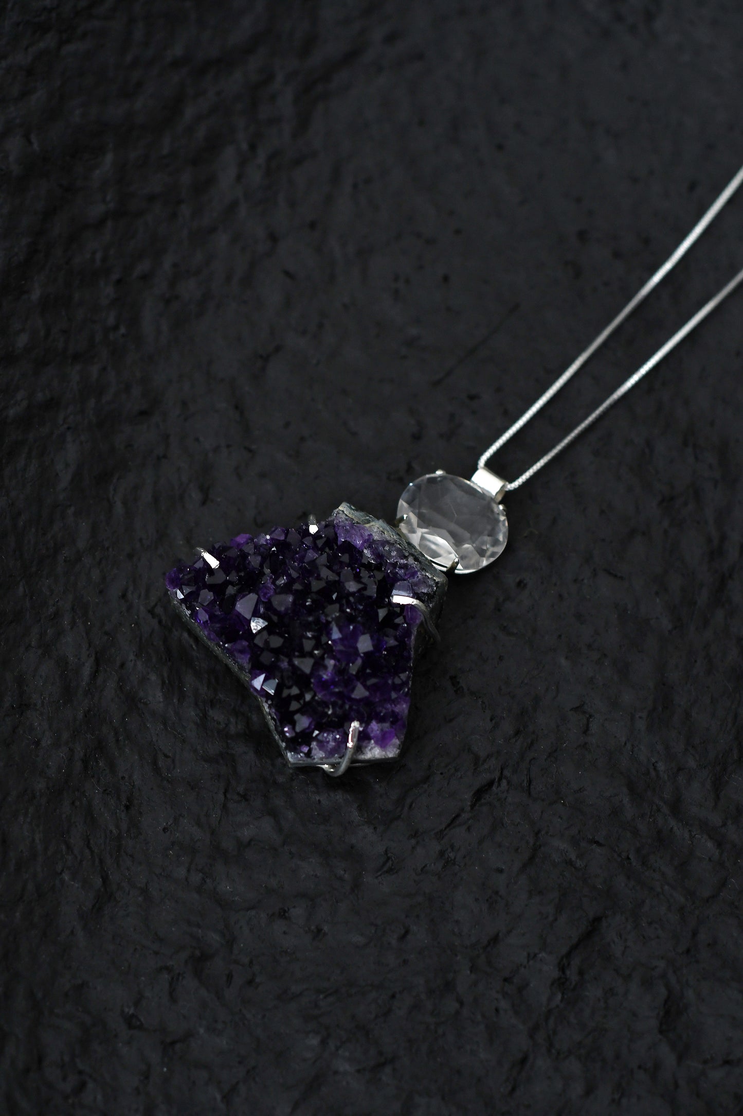 Colgante Piedras Mixtas Doble - Plata