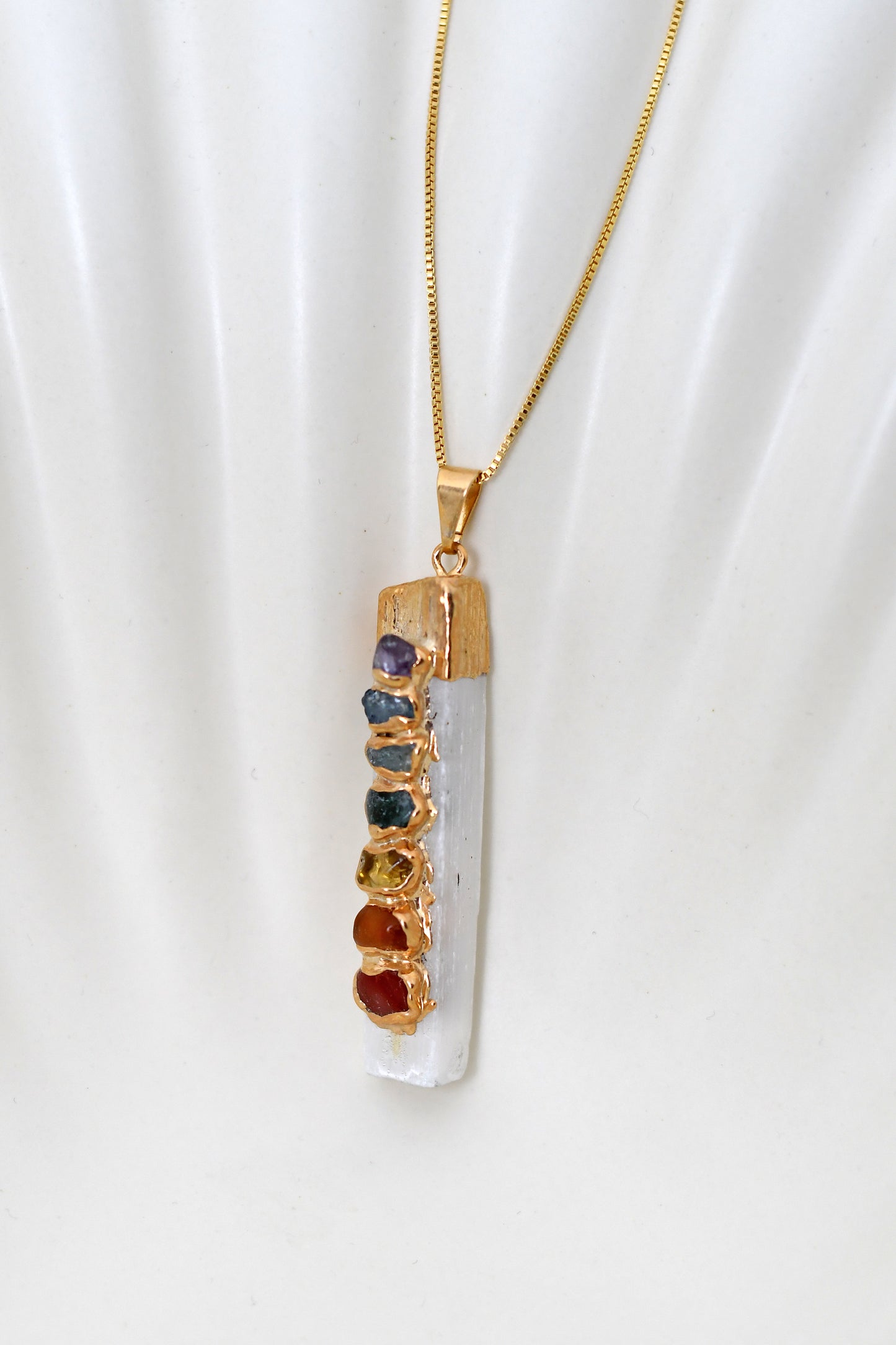 Colgante Selenita 7 Chakras - Oro