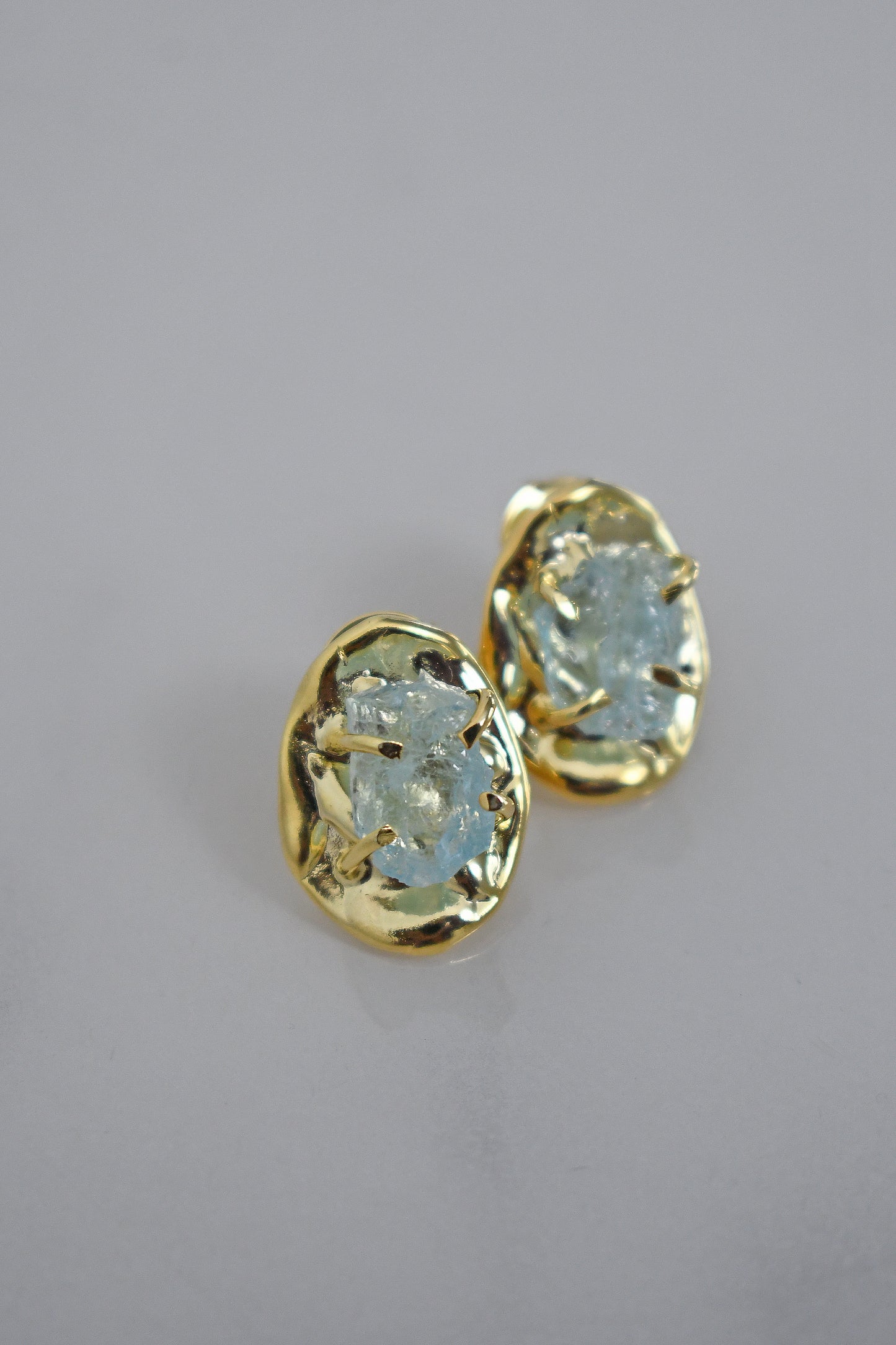 Aros Aguamarina Orgánica - Oro