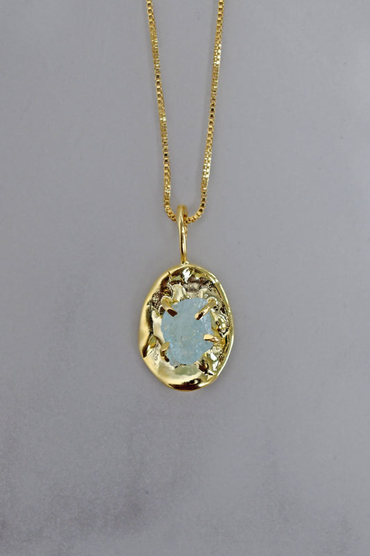 Colgante Aguamarina Orgánica - Oro