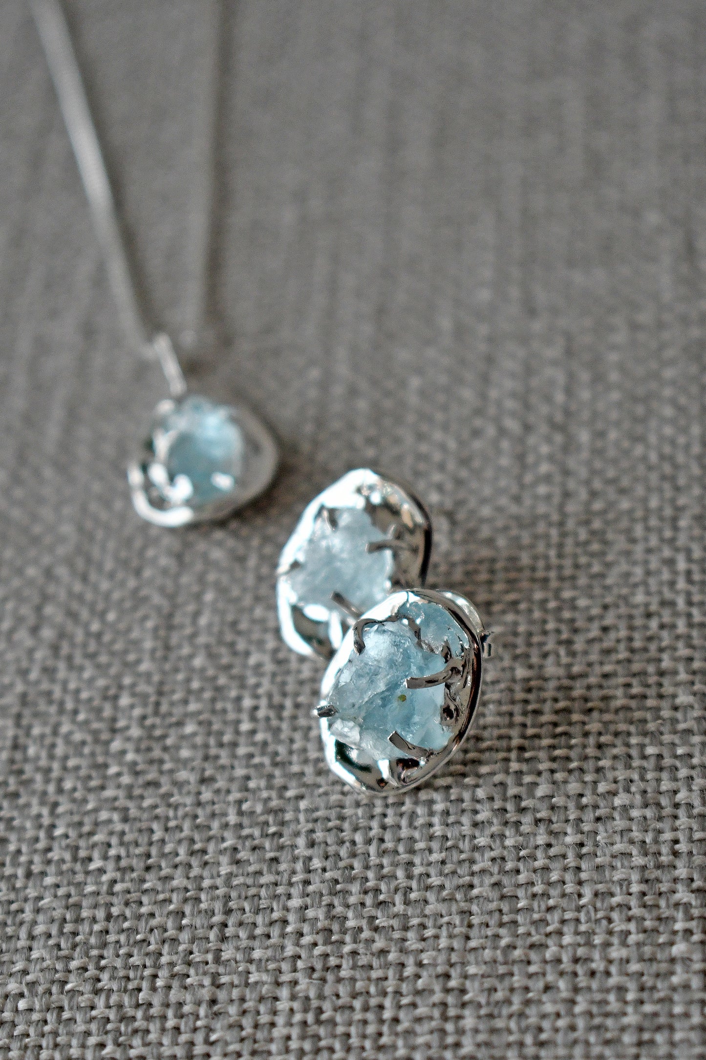 Aros Aguamarina Orgánica - Plata