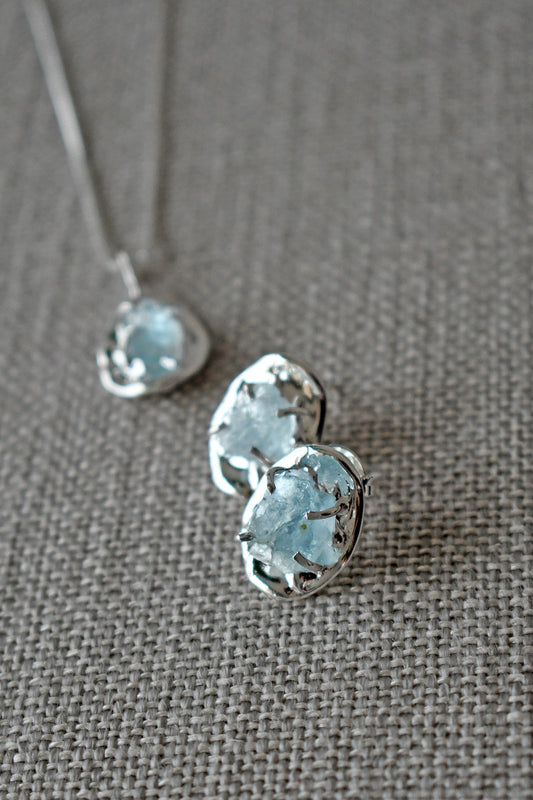 Aros Aguamarina Orgánica - Plata