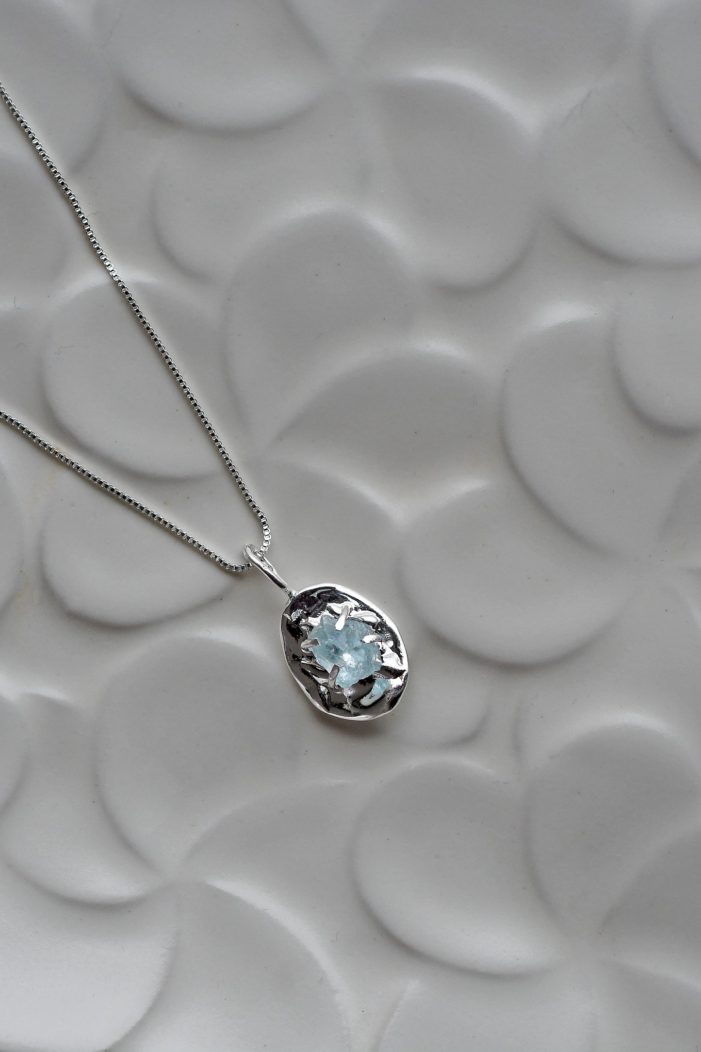 Colgante Aguamarina Orgánica - Plata