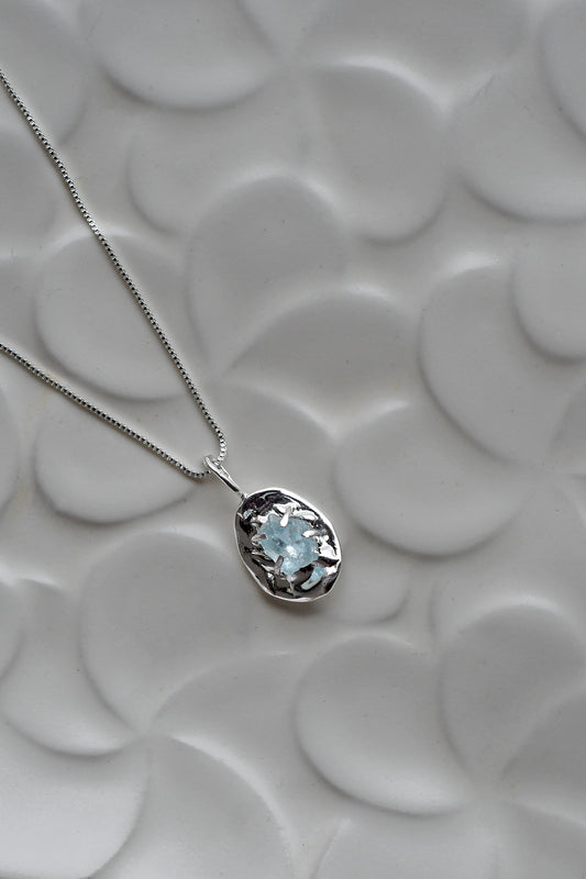 Colgante Aguamarina Orgánica - Plata