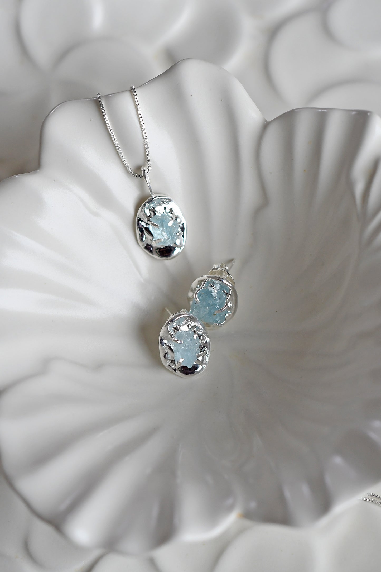 Aros Aguamarina Orgánica - Plata