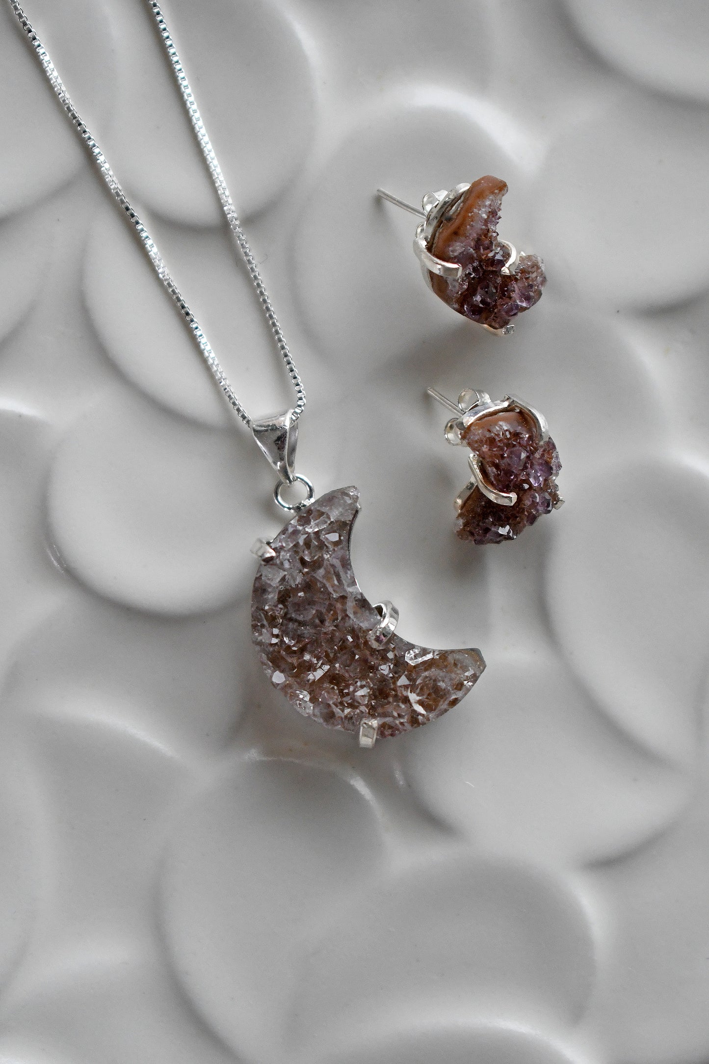 Colgante Druzy Luna - Plata
