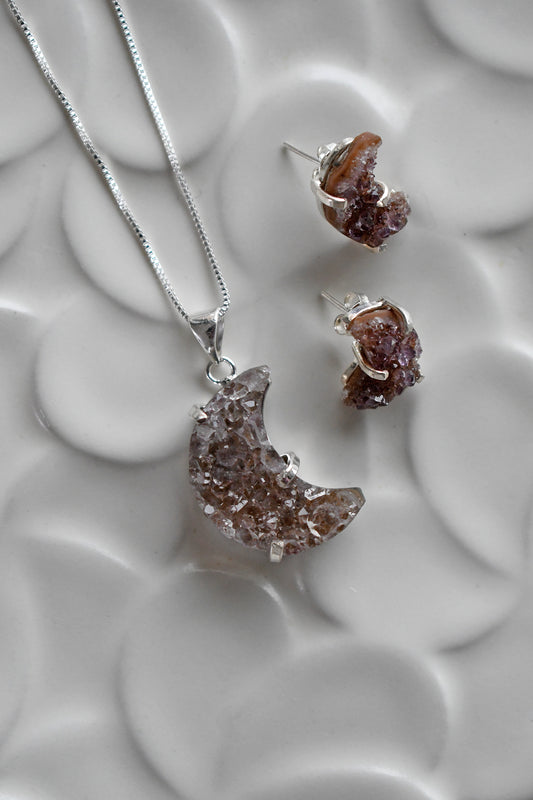 Colgante Druzy Luna - Plata