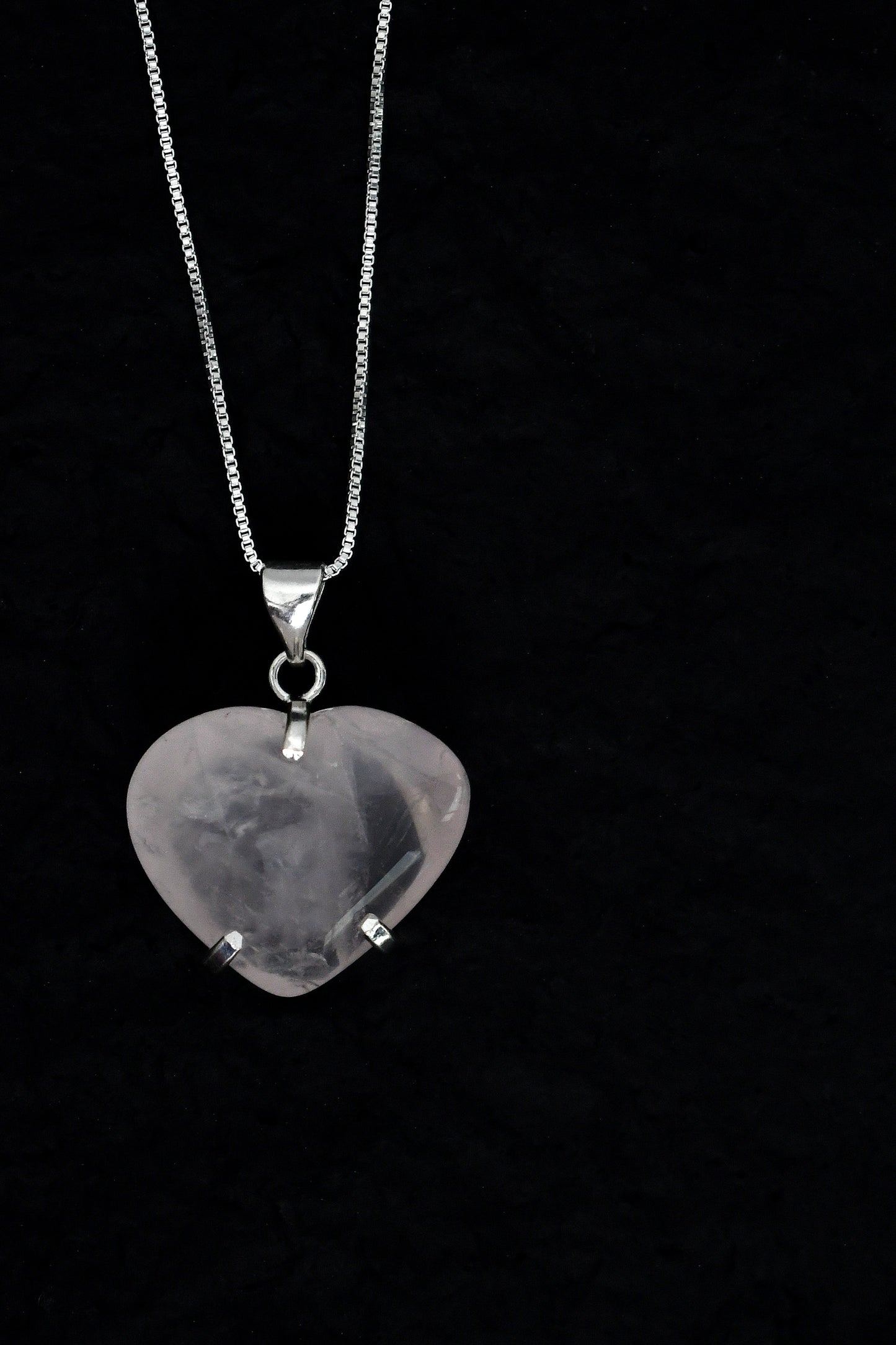 Colgante Cuarzo Rosa Corazon - Plata