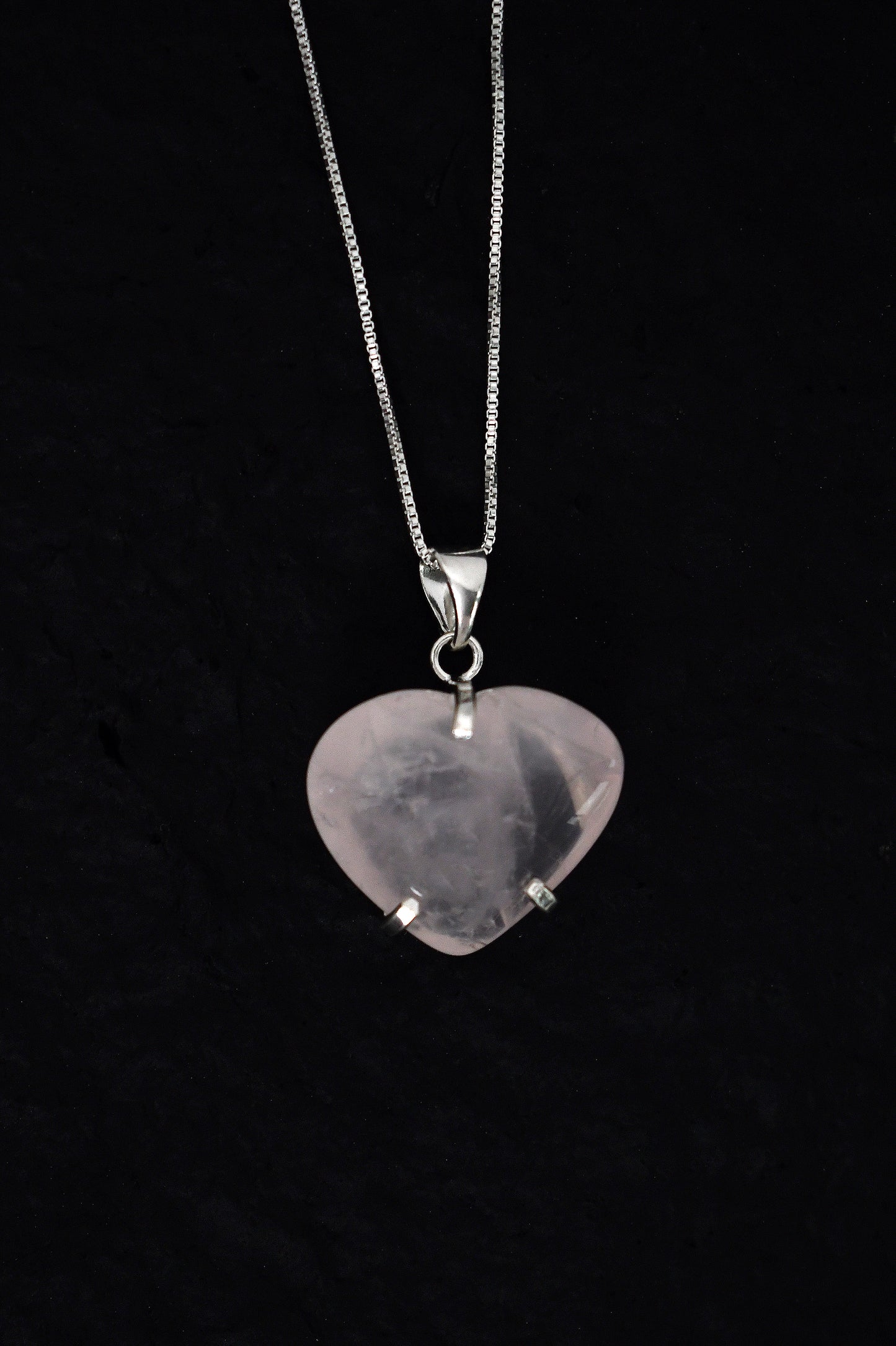 Colgante Cuarzo Rosa Corazon - Plata