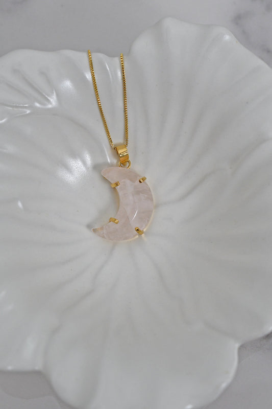 Colgante Cuarzo Rosa Luna - Plata