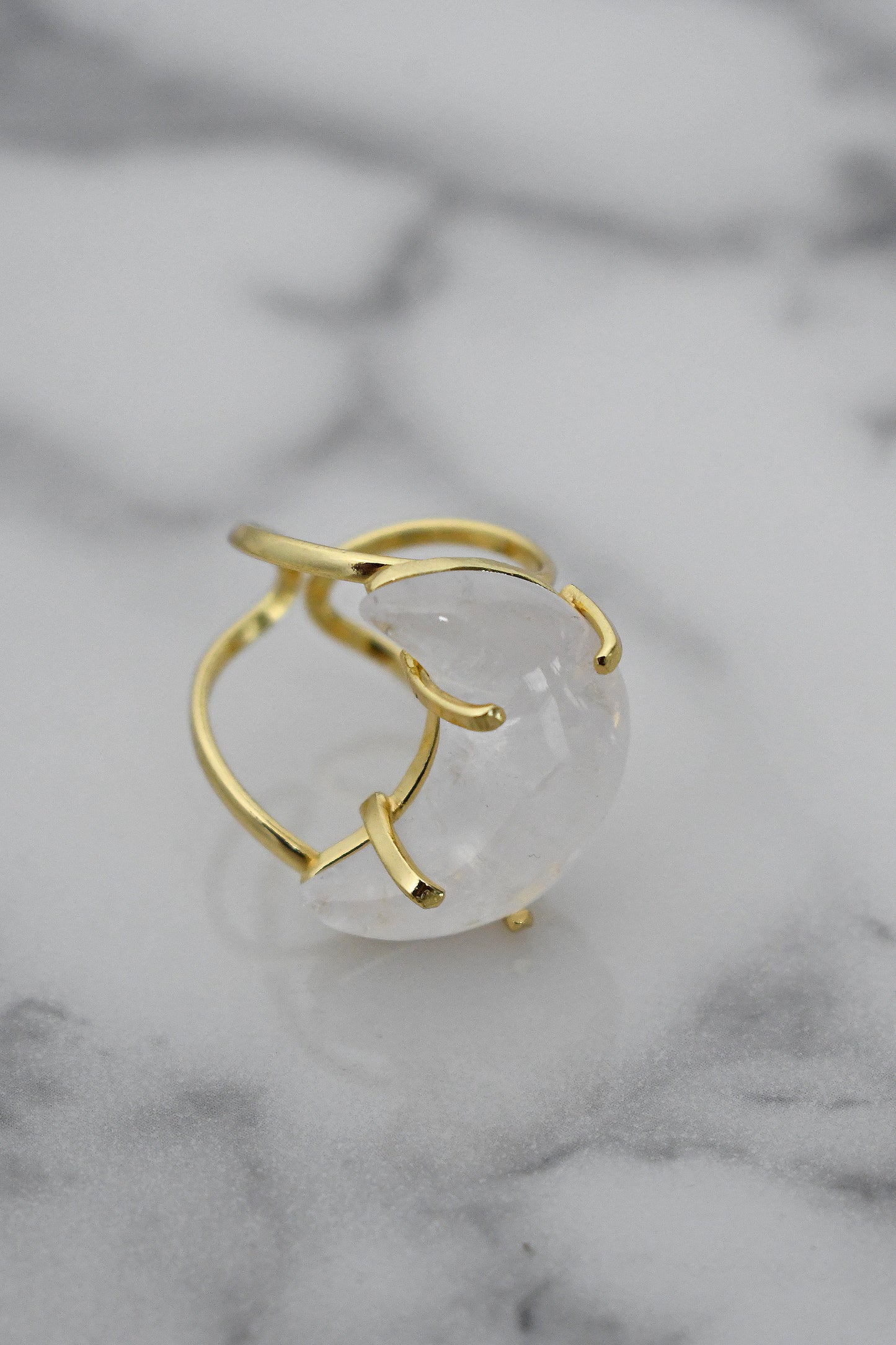Anillo Cuarzo Rosa Luna - Oro