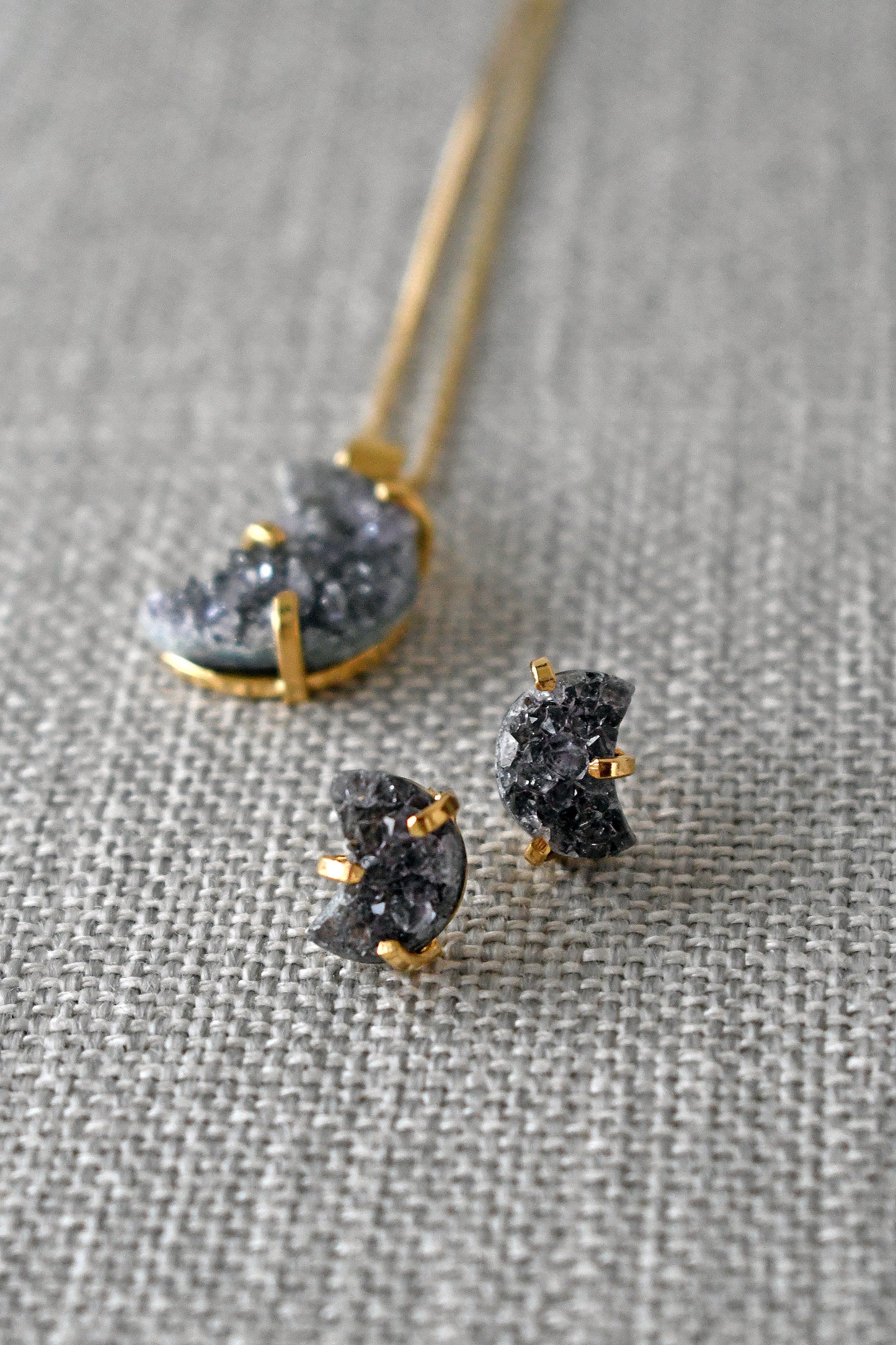 Aros Druzy Luna - Oro (Diseño 2)