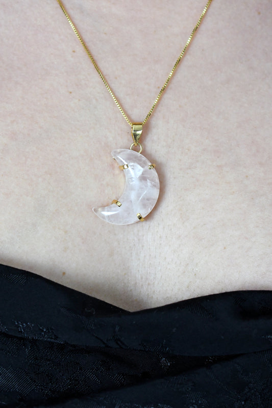 Colgante Cuarzo Rosa Luna - Plata