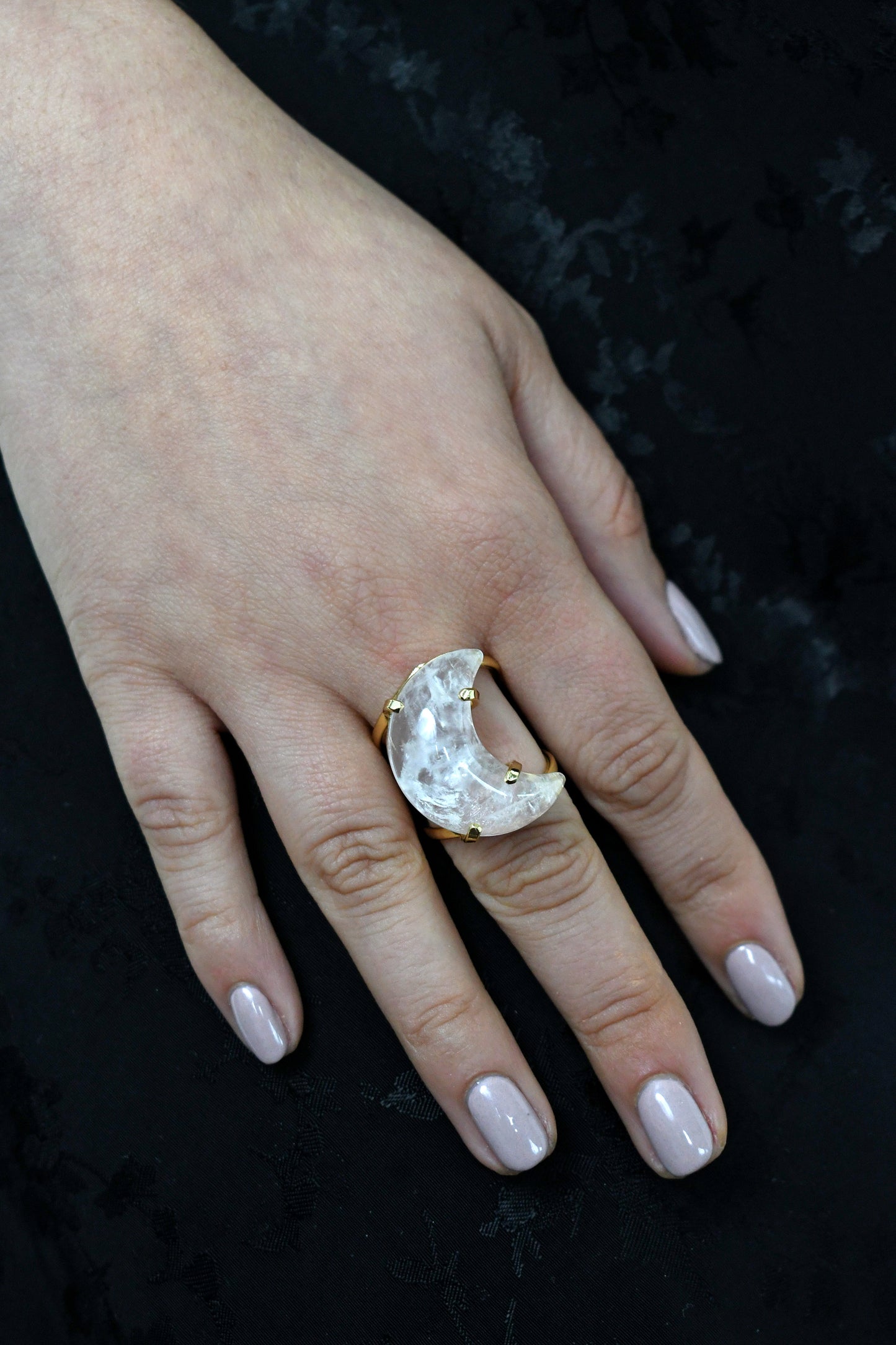 Anillo Cuarzo Rosa Luna - Oro