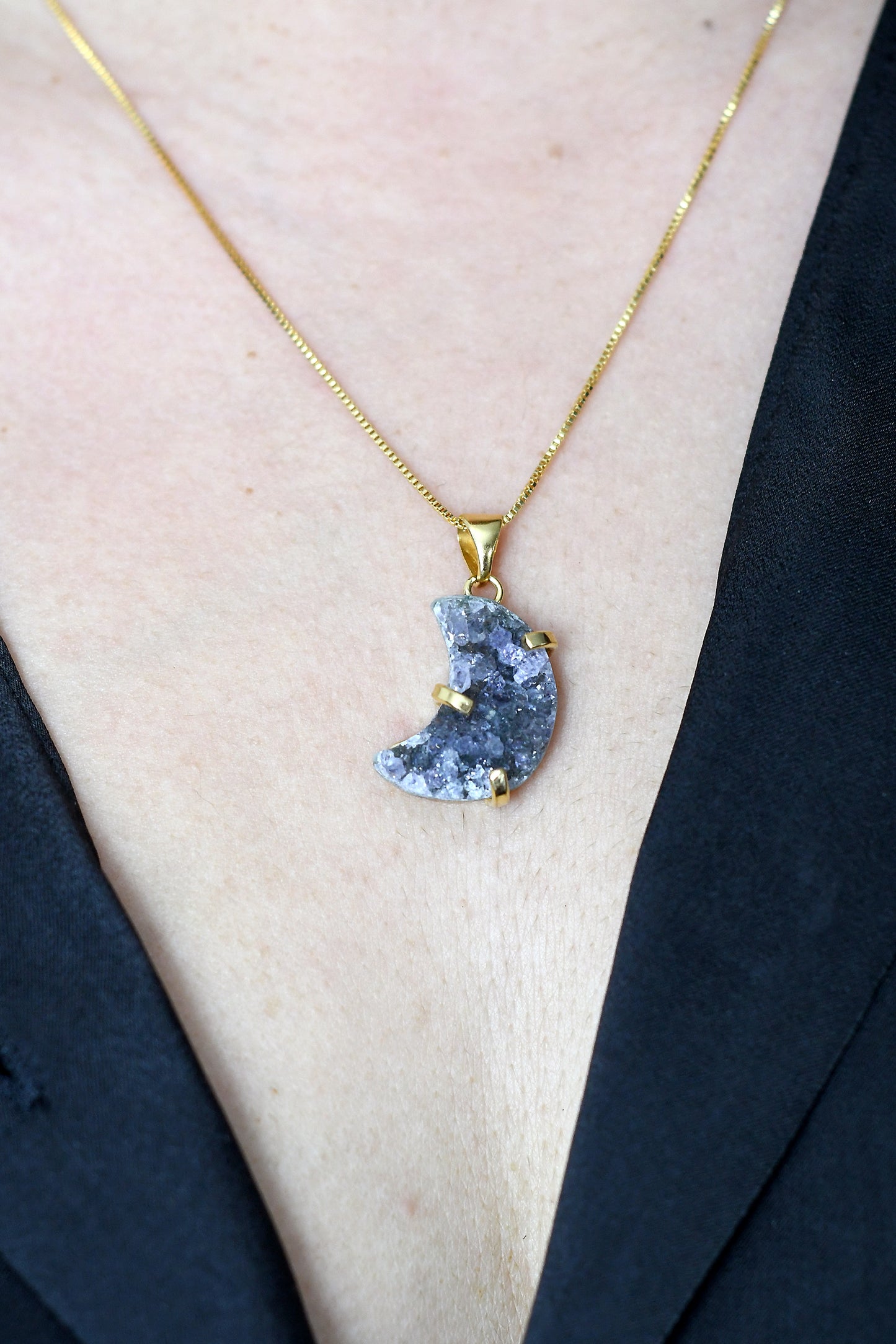 Colgante Druzy Luna - Oro (Diseño 2)