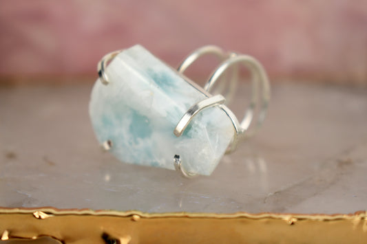 Anillo de Larimar bañado en Plata