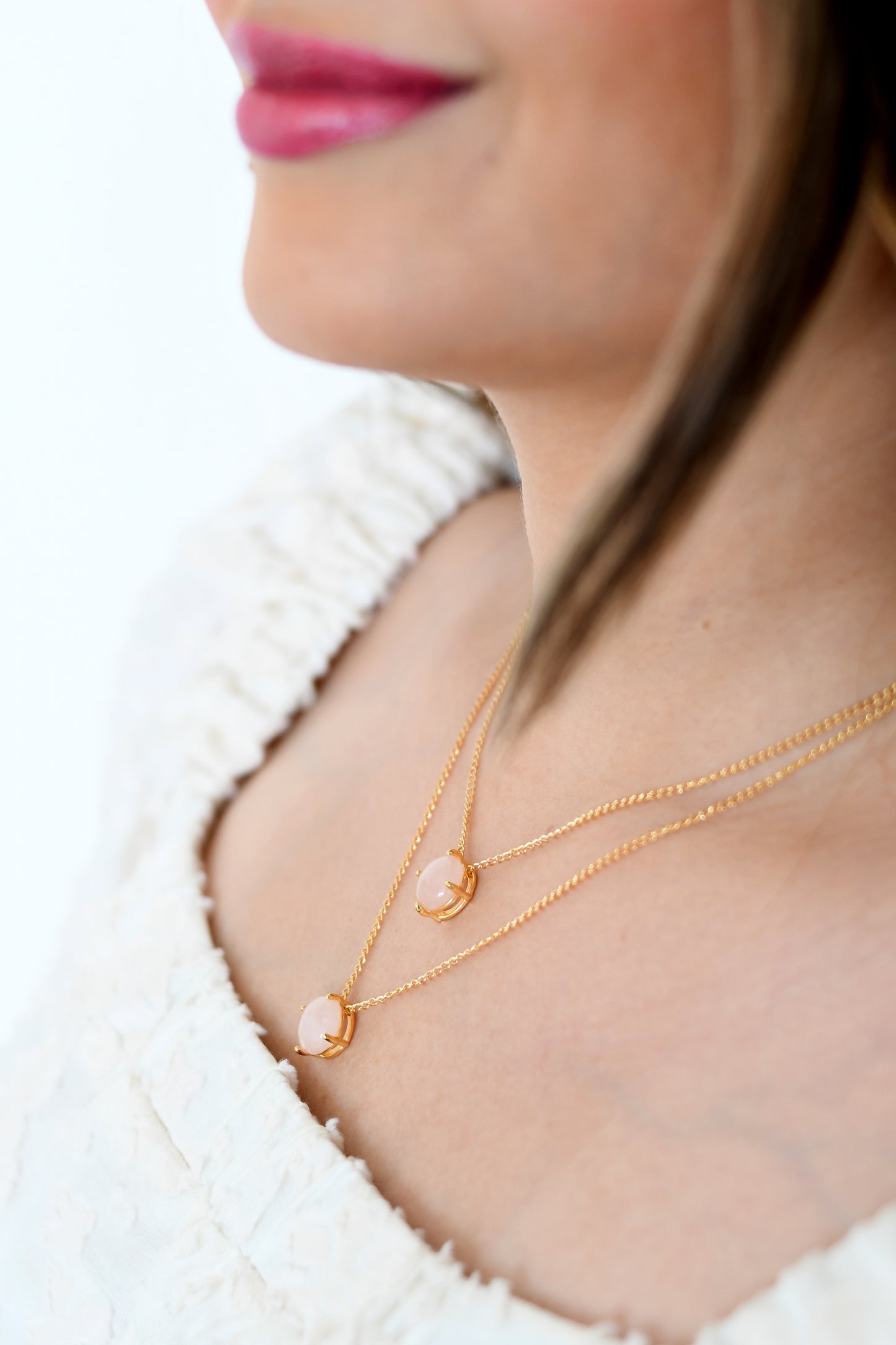 Collar de Cuarzo Rosa bañado en oro